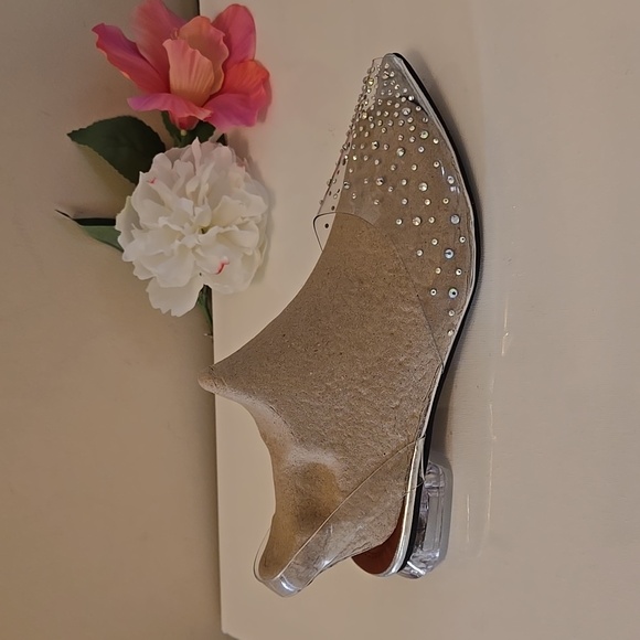 Sparkling Clear Vinyl Rhinestone Crystal embellished Flats 38 NWOT - Picture 5 of 12